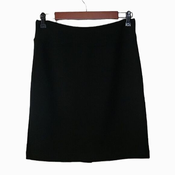 Boston Proper Black Ribbed Stretch Knit Back Slit Mini Skirt Size XS - Picture 1 of 7